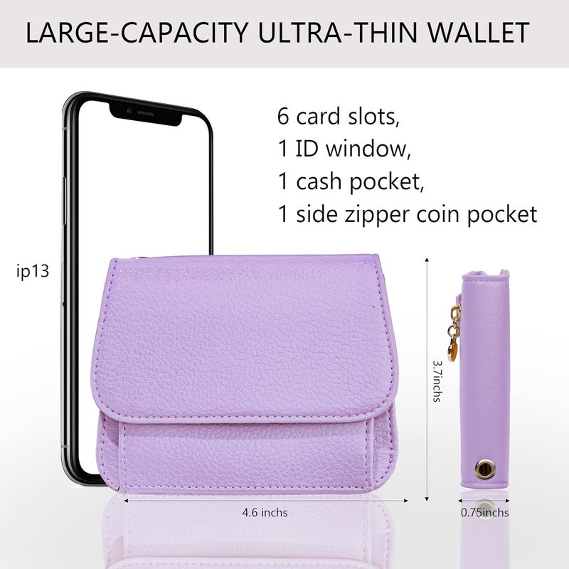 Sunpour Store Keychain Wallet RFID Wristlet Wallets for Women,Small Wallets Woman Key Chain Wallet with Coin Pocket and Id Window - Image 2
